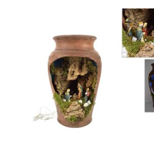 TERRACOTTA VASE WITH CRIB 20 LIGHTS 097718