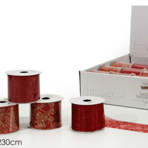 XMAS RIBBON 6.3X230CMS RED 4 ASS 833213