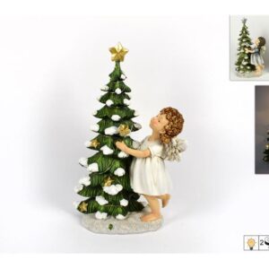 ANGEL WITH XMAS TREE WITH LIGHTS 074429