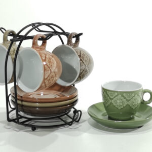 SET FOUR COFFEE CUPS W/STAND 10CL 243203