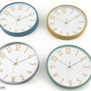 ROUND WALL CLOCK COLOURED 4ASS 216702