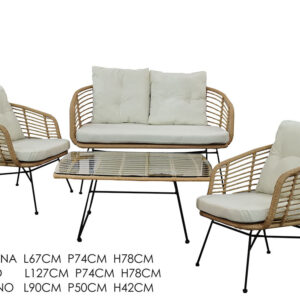 BAMBOO SOFA PLUS 2 ARMCHAIRS AND TABLE 205928