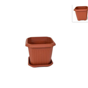 PLASTIC POT WITH PLATE 15X15X13CMS 485521