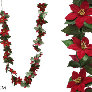 GARLAND WITH XMAS FLOWERS 180CMS 418304