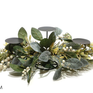XMAS 3 CANDLE HOLDER SNOW/ACORNS 400712