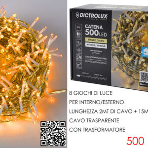 500 LED LIGHTS WARM WHITE TRANS. WIRE 343057