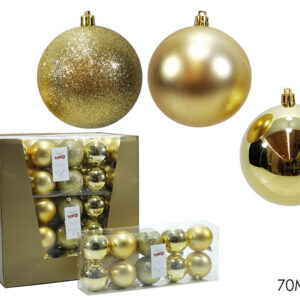 SET 10 BAUBLES 70MM MIXED GOLD 931322