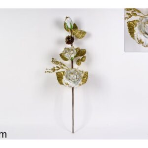 STEM WITH THREE ROSES 63CMS WHT 037146