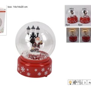 PLASTIC GLOBE 13CMS W/LIGHT/SNOW ASS 028309