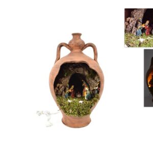 CRIB IN TERRACOTTA VASE W/LIGHT 097763