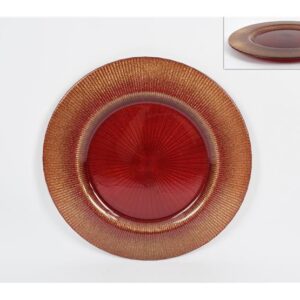 CHRISTMAS RED PLATE GLITTER 33CMS 141756