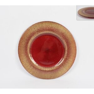 CHRISTMAS PLATE RED GLITTER 28CMS 141763