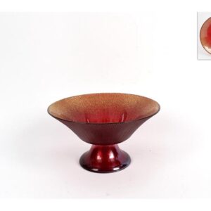 CHRIT. PLATE ON STAND RED GLITTER 20CMS 141824