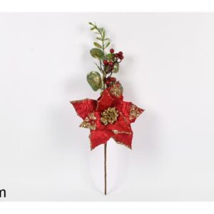 TWIG WITH PINE AND FLOWERS RED 030531