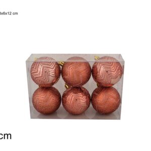 BAUBLES 6CMS PINK STRIPED IN BOX 055589