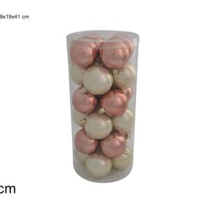 BOX BAUBLES 8 CMS BEIGE/BROWN 24 PIECE 087559