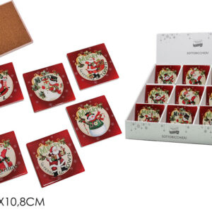 CHRISTMAS GLASS MAT 6 ASSORTED 340452