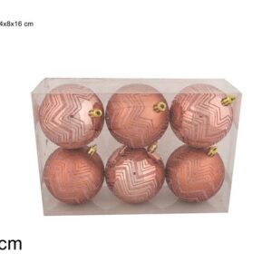 BOX SIX BAUBLES 8CMS PINK 055664