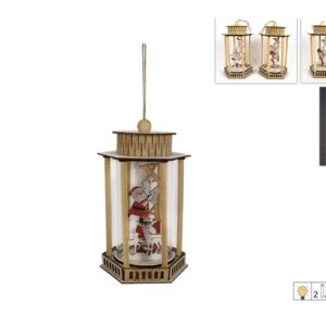 WOODEN LANTERN WITH PERSONS/LIGHT 124414