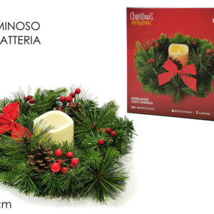 XMAS CANDLE HOLDER W/PINES AND BERRIES RED 329044