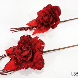 STEM WITH RED FLOWER 35CMS 2 ASS 431136