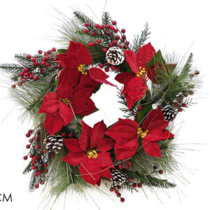 CHRISTMAS WREATH 45CMS W/FLOWER 414726