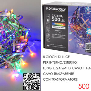 500 LED LIGHTS TRANS WIRE M/COLOUR 342999