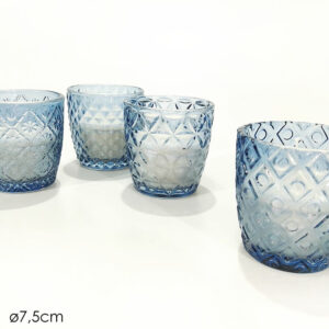 CANDLE IN BLUE GLASS 4 ASS 299606