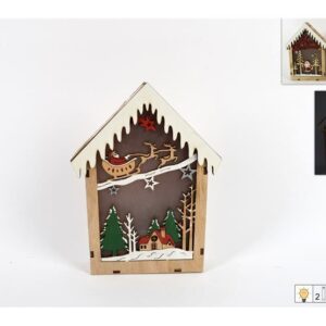 WOODEN HOUSEVWITH LIGHT 2 ASS 056685