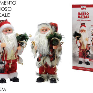 FATHER CHRISTMAS WITH LANTERN 30CM BATTERY 412357