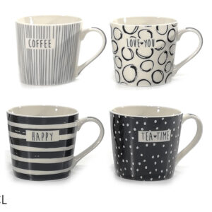 MUG 40CL PORCELAIN 4 ASS  BLACK 345914