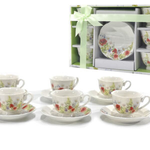 BOX 6 COFFEE CUPS AND SAUCERS  8CL W/FLOEWER093358