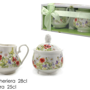 SET MILK AND SUGAR JUG W/LID FLOWERS 095727