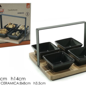SET FOUR ANTIPASTO CONT. WITH BASE METAL 401290