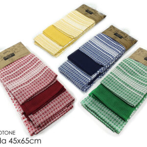 SET THREE CLOTHS 45 X 65CMS STRIPED 391560