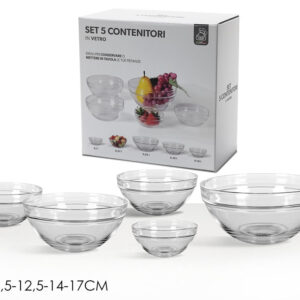 SET 5 GLASS ROUND CONTAINERS 898465
