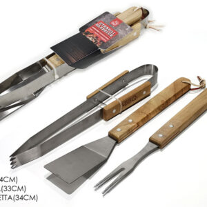 SET 3 BARBEQUE UTENSILS WOODEN 307424