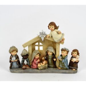 CHILDREN NATIVITY SET  WITH CRIB  075938