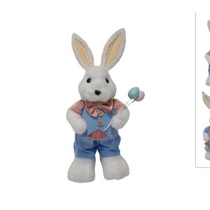EASTER  RABBIT W/VELVET DRESS 40CMS 2 ASS 241104