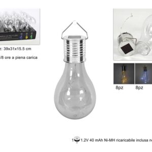 SOLAR BULB TRANS 4 LED 3 ASSORTED DISPLAY 551325