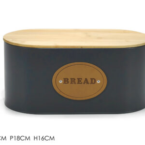 BREAD BIN METAL WITH WOODEN COVER C457556