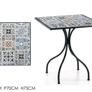 SQUARE METAL TABLE WITH TILE TOP 70 X 70CMS 193744