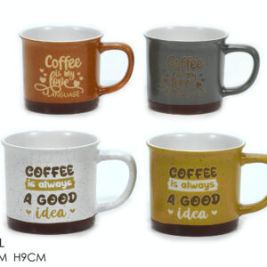 MUG WITH WORDINGS 36.5CL 4 ASSORTED 445522