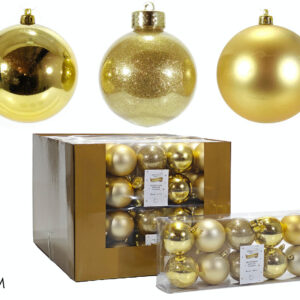 SET 10 BAUBLES 70MM GOLD MIX 507817