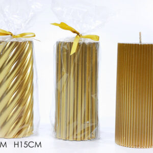 GOLD CYLINDER CANDLE 7CMS X 15CMS 368135