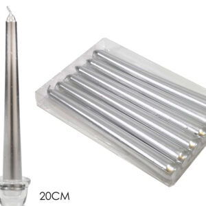 SET 6 CANDLES PLAIN 20CMS SILVER 599065