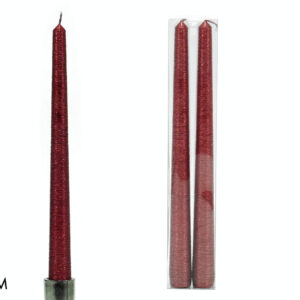SET TWO CANDLES STRIPED 25CMS RED 316686