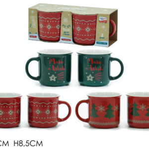 SET TWO CHRISTMAS MUGS 39CL PORC. 541927