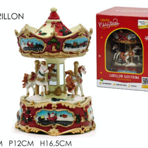 MUSICAL CARILLON WITH HORSES WHT/RED 401528