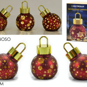 CHRISTMAS BAUBLES RED 100MM W/LIGHT 516772